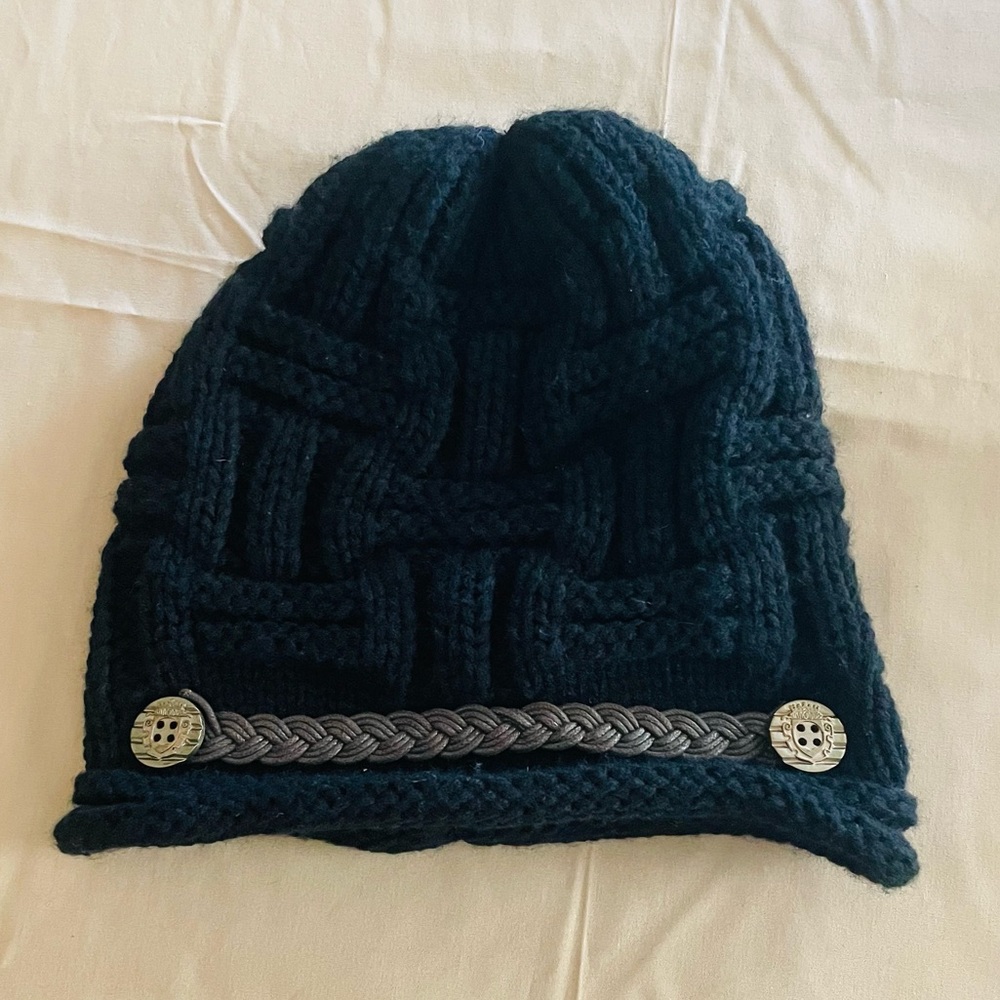 Cute Black Button Beanie